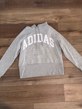 adidas Light Gray Hoodie with White ADIDAS Arch Logo